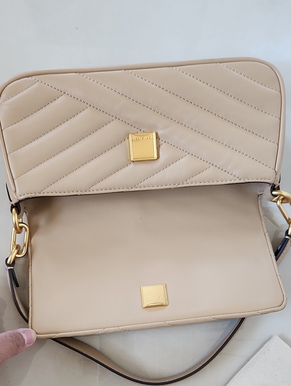 Tory Burch Beige Quilted Shoulder/Crossbody Bag - Picture 10 of 16